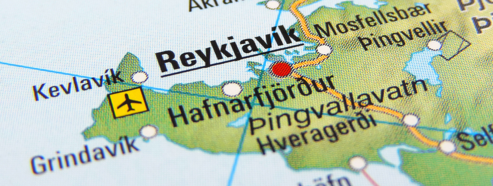 Mappa dell'Islanda con Reykjavík in evidenza